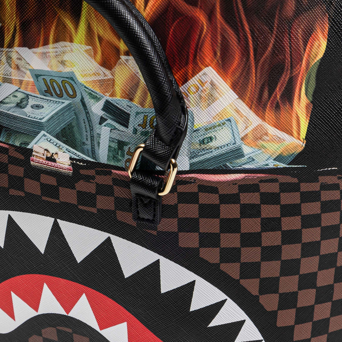 Bag Of Money On Fire Mens Backpack (Black/Brown)