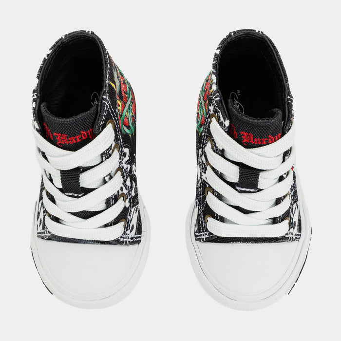 Black Cross High Top Infant Toddler Lifestyle Shoes (Black/White)