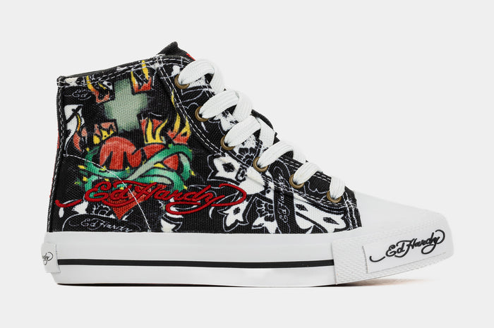 Black Cross High Top Preschool Lifestyle Shoes (Black/White)