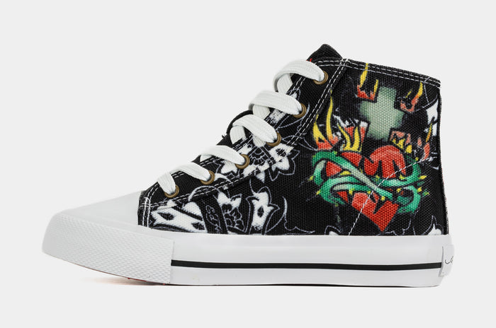 Black Cross High Top Preschool Lifestyle Shoes (Black/White)