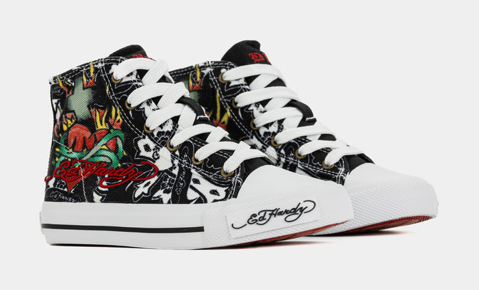 Black Cross High Top Preschool Lifestyle Shoes (Black/White)