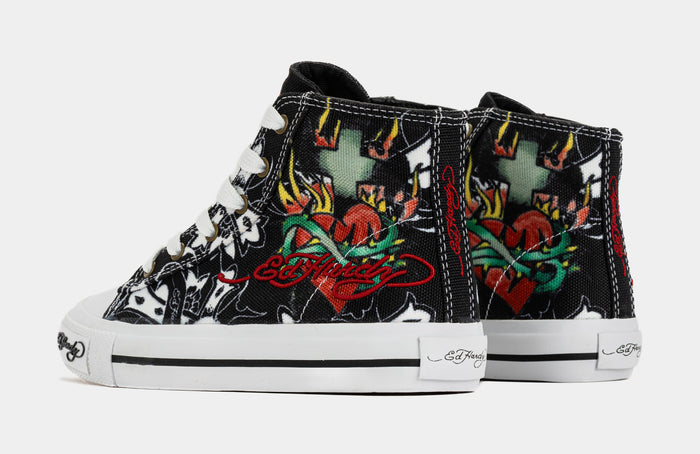 Black Cross High Top Preschool Lifestyle Shoes (Black/White)
