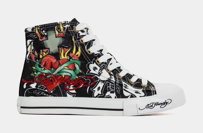Black Cross High Top Womens Lifestyle Shoes (Black/White)