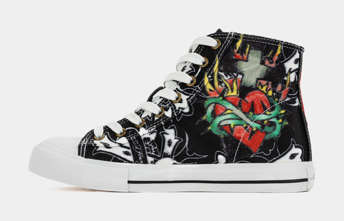 Black Cross High Top Womens Lifestyle Shoes (Black/White)