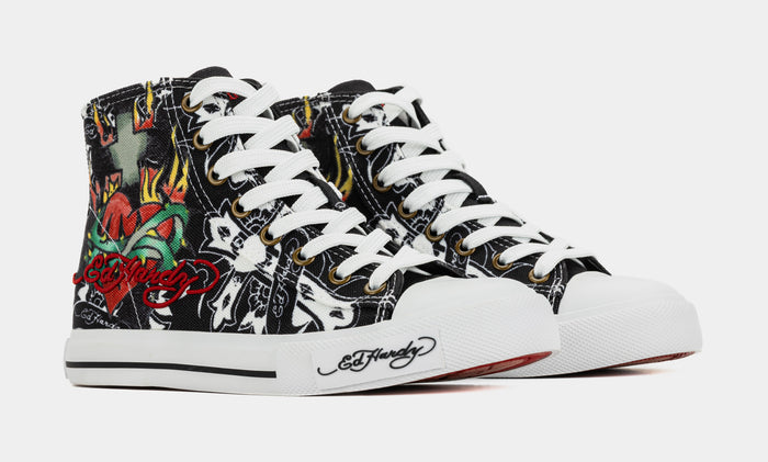 Black Cross High Top Womens Lifestyle Shoes (Black/White)
