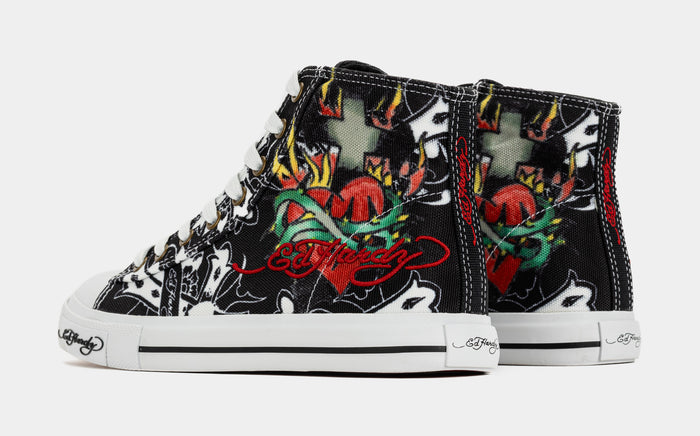 Black Cross High Top Womens Lifestyle Shoes (Black/White)