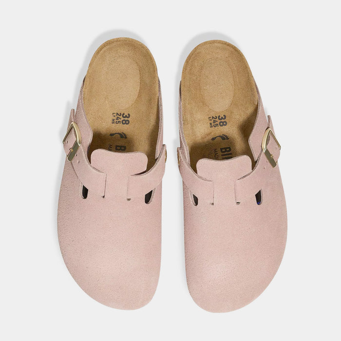Boston Suede Leather Womens Sandals (Pink/Gold)