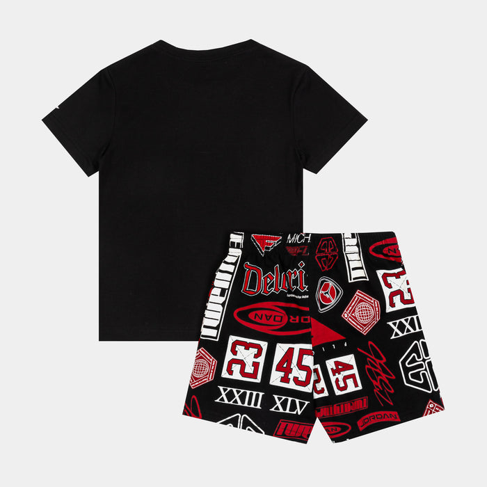Brooklyn All Over Print Short Infant Toddler Set (Black/Red)
