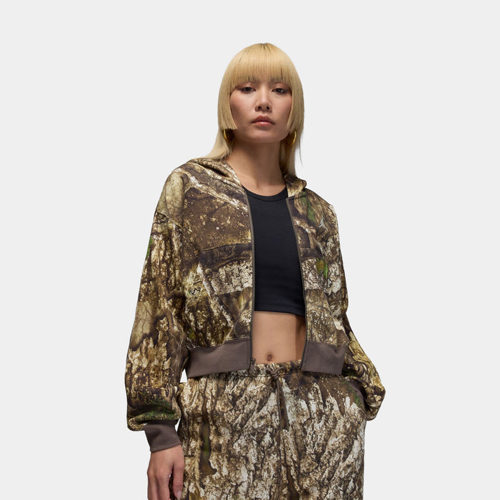 Brooklyn Fleece RealTree Mod Crop Full Zip Up Womens Jacket (Sail/Sail)