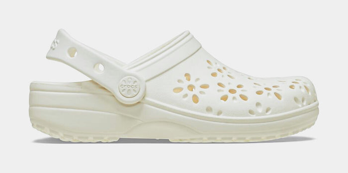 Classic Clog Floral Cut Out Infant Toddler Sandals (White)