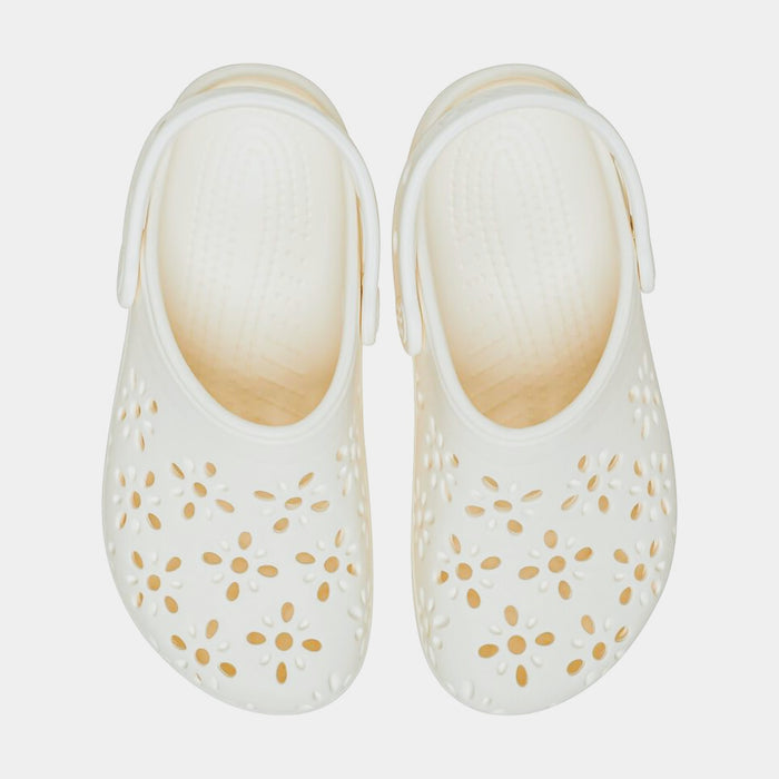 Classic Clog Floral Cut Out Infant Toddler Sandals (White)