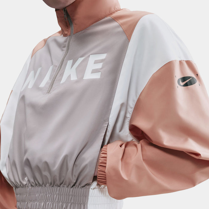 Classic Woven Lightweight 1/4 Zip Womens Jacket (College Grey/Rose Gold/Sail)