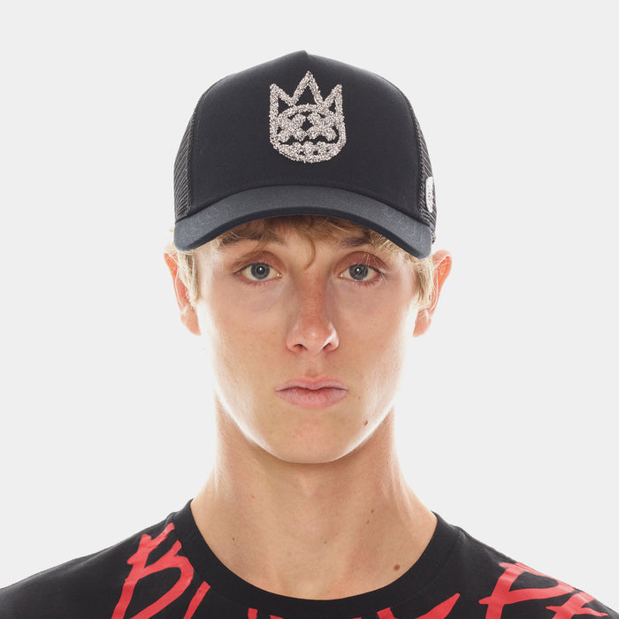 Clean Crystal Logo Mesh Trucker Curved Trucker Mens Hat (Black)