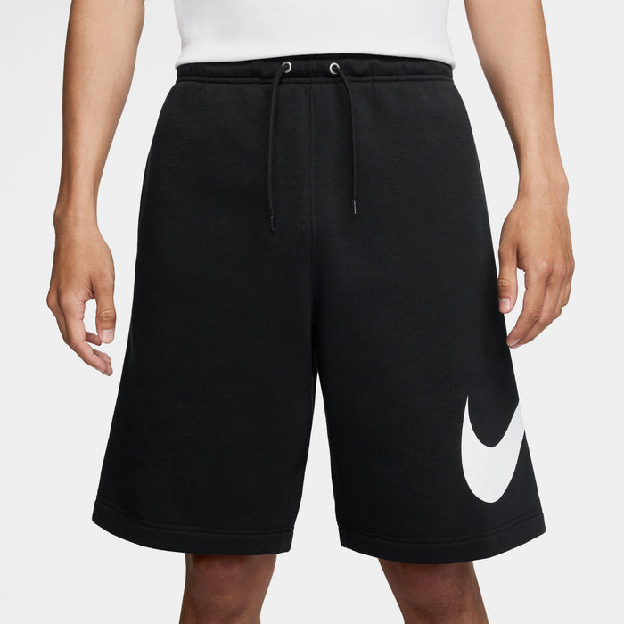Club Fleece Swoosh Graphic Mens Shorts (Black/Black/White)