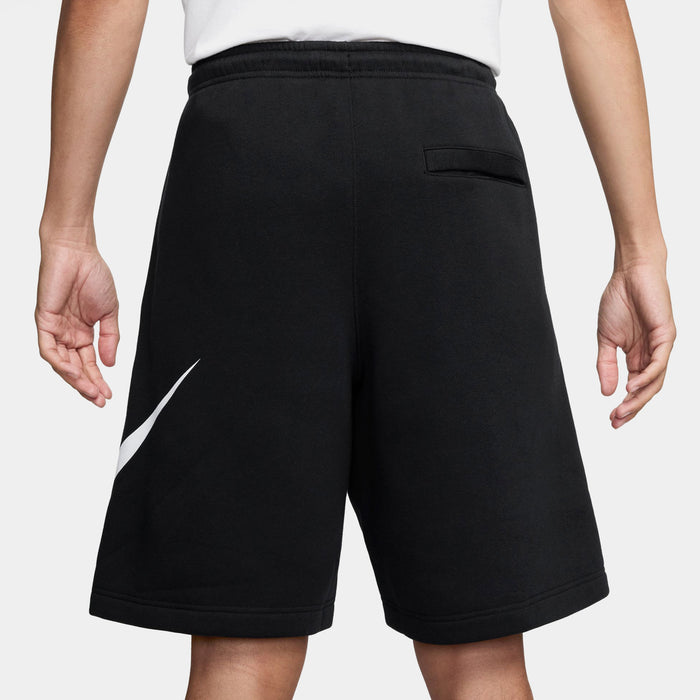 Club Fleece Swoosh Graphic Mens Shorts (Black/Black/White)