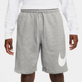 Club Fleece Swoosh Graphic Mens Shorts (Dark Grey Heather/Light Grey/White)