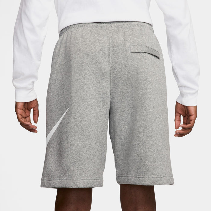 Club Fleece Swoosh Graphic Mens Shorts (Dark Grey Heather/Light Grey/White)