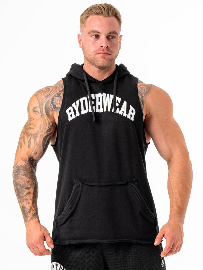Collegiate Sleeveless Hoodie - Black Clothing Ryderwear