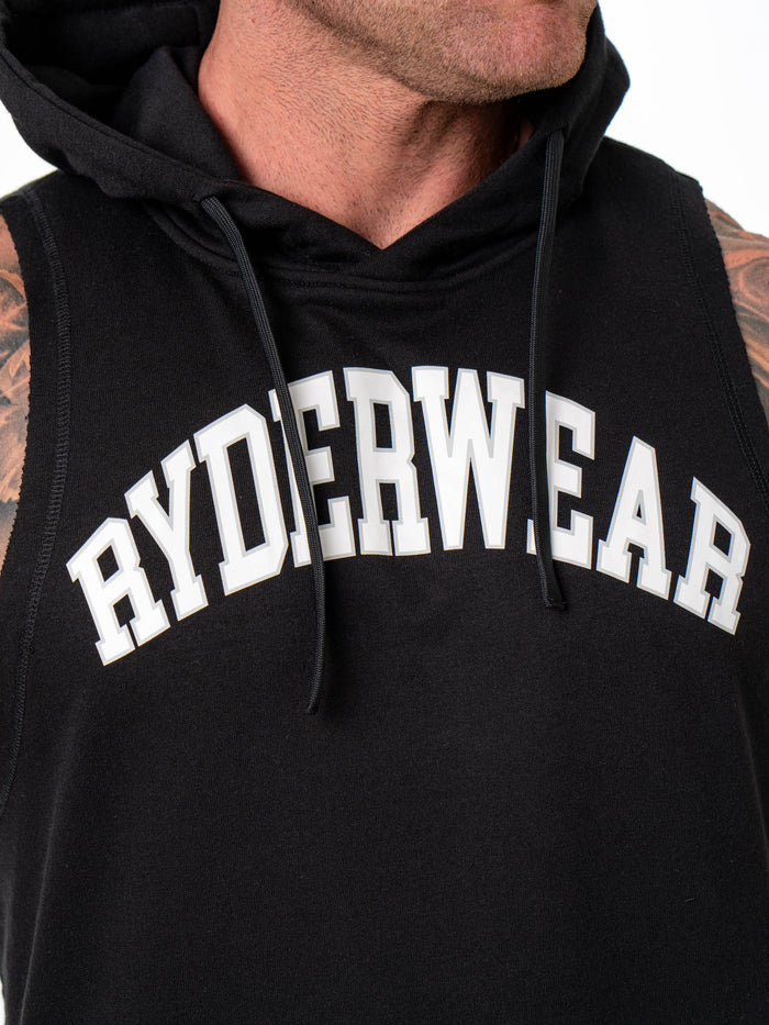Collegiate Sleeveless Hoodie - Black Clothing Ryderwear