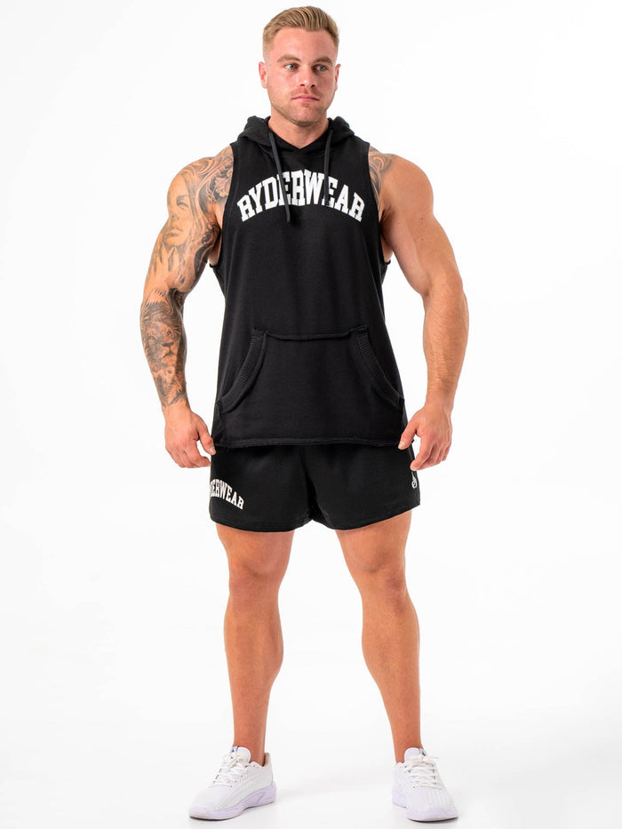 Collegiate Sleeveless Hoodie - Black Clothing Ryderwear