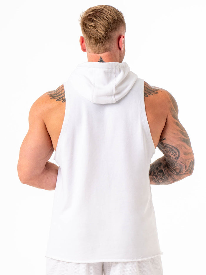Collegiate Sleeveless Hoodie - White Clothing Ryderwear