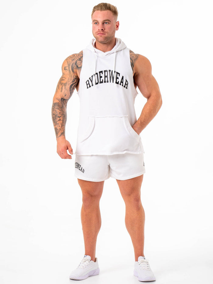 Collegiate Sleeveless Hoodie - White Clothing Ryderwear