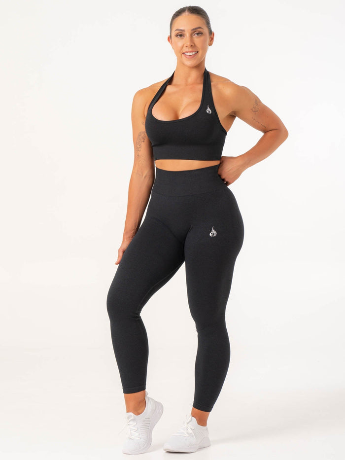 Contour Halter Bra - Black Marl Clothing Ryderwear