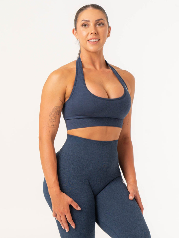 Contour Halter Bra - Navy Marl Clothing Ryderwear