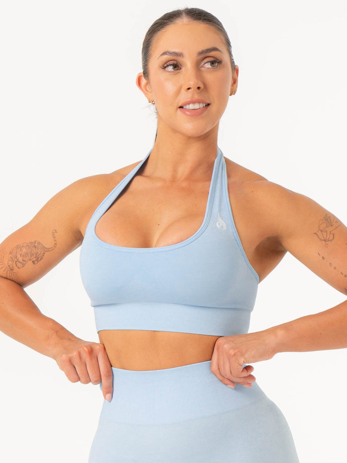Contour Halter Bra - Sky Blue Marl Clothing Ryderwear