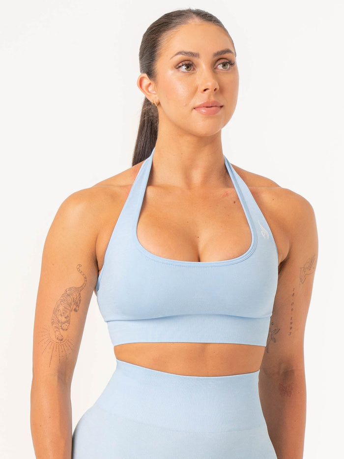 Contour Halter Bra - Sky Blue Marl Clothing Ryderwear