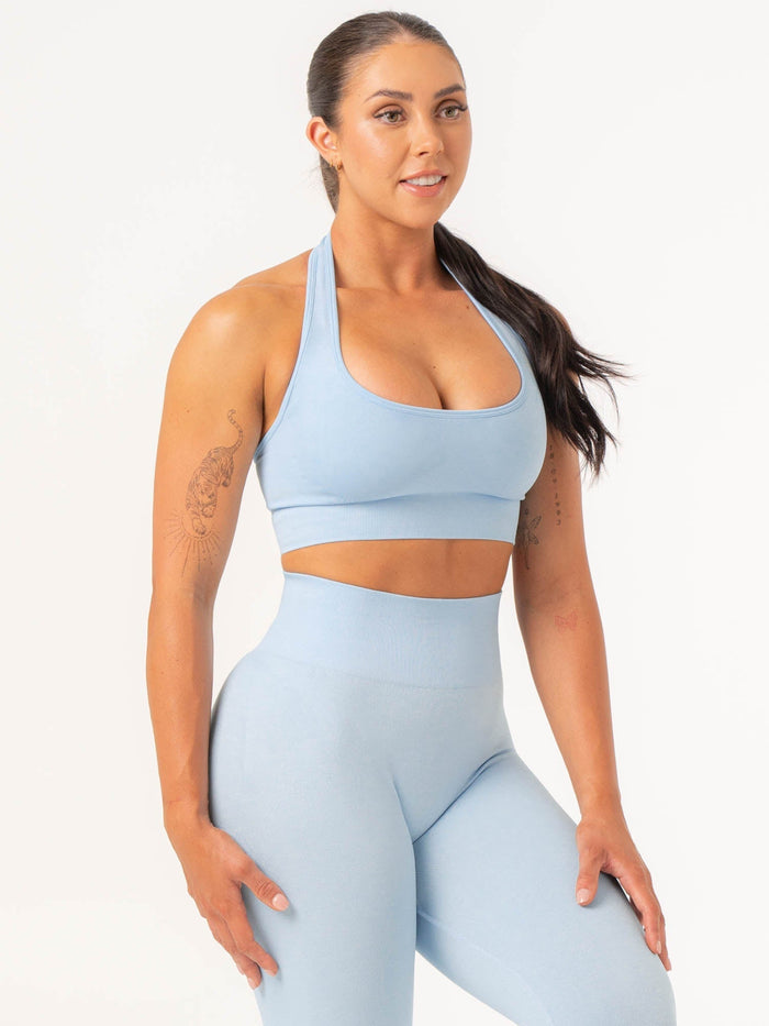 Contour Halter Bra - Sky Blue Marl Clothing Ryderwear