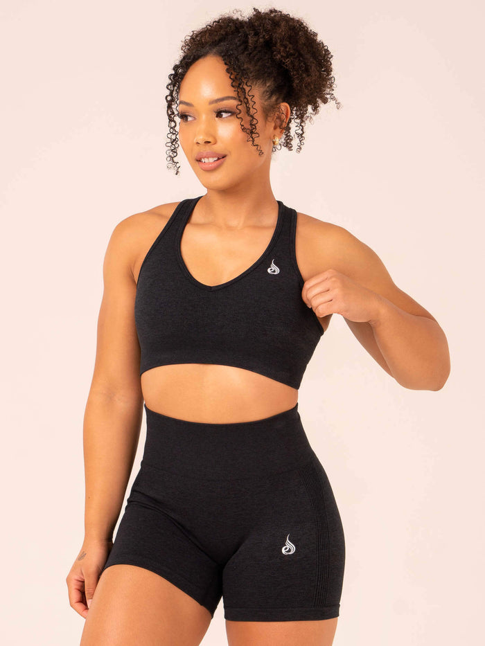 Ombre Seamless Sports Bra - Black Marl Clothing Ryderwear