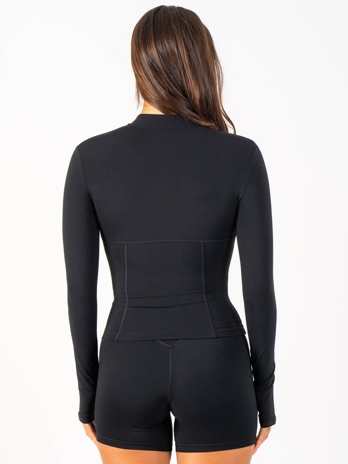Cropped Zip Jacket - Black Clothing Ryderwear