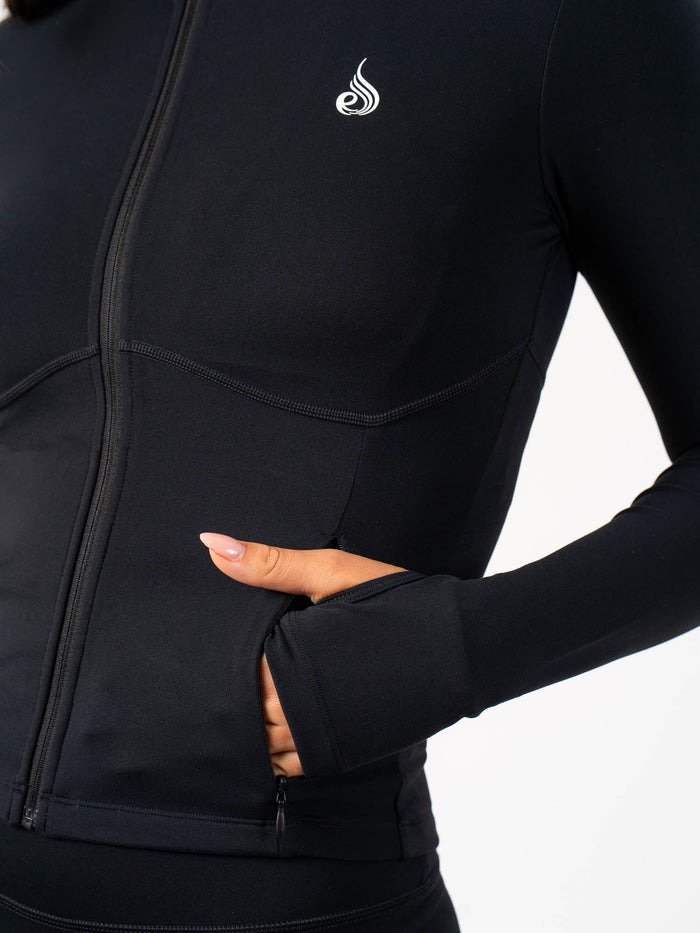 Cropped Zip Jacket - Black Clothing Ryderwear