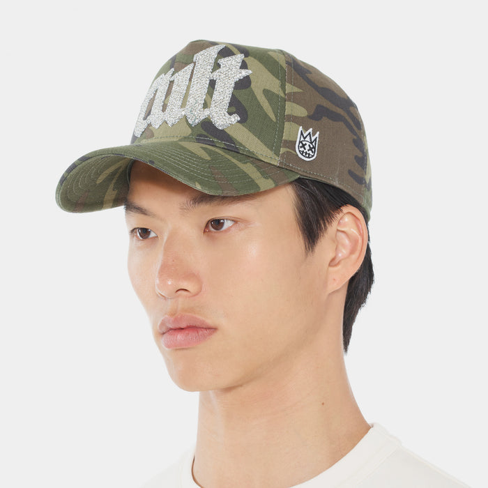 Crystal Cult Script Logo Trucker Mens Hat (Grey/Silver)
