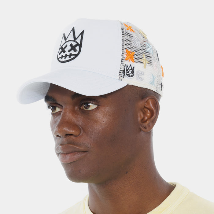 Cult Logo Pattern Mens Hat (White)