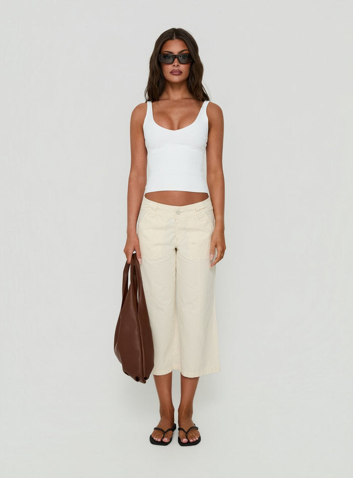 Daily Define V Neck Tank Top White