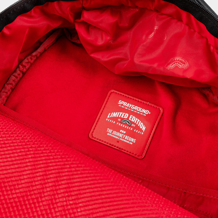 Denim Shark Bite Mens Backpack (Blue/Brown)