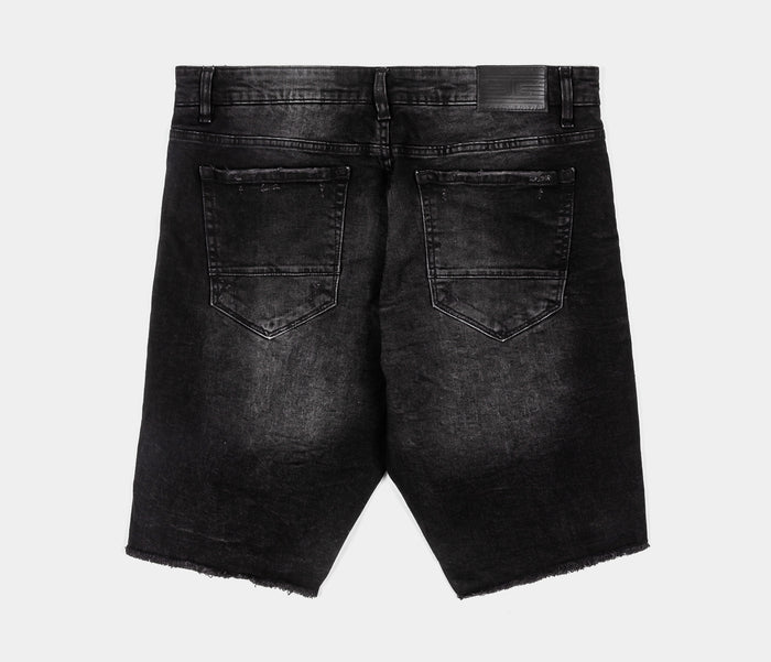 Distressed Denim Mens Shorts (Black)