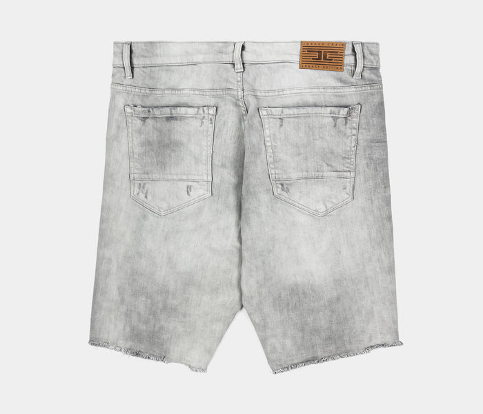 Distressed Denim Mens Shorts (Grey)
