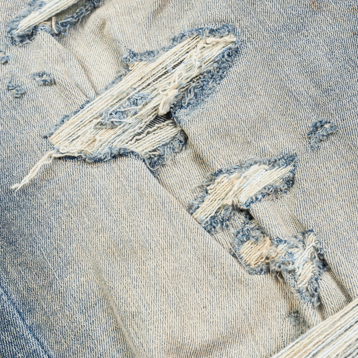 Distressed Denim Mens Shorts (Light Blue)