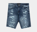 Distressed Denim Mens Shorts (Navy)