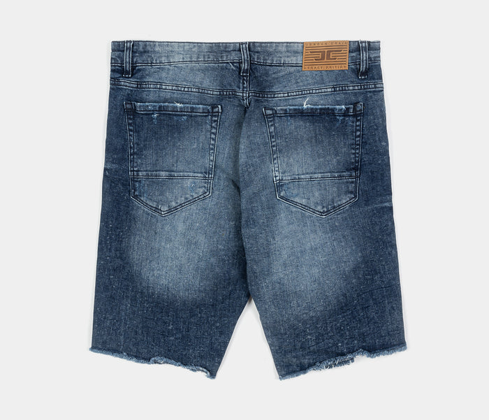 Distressed Denim Mens Shorts (Navy)