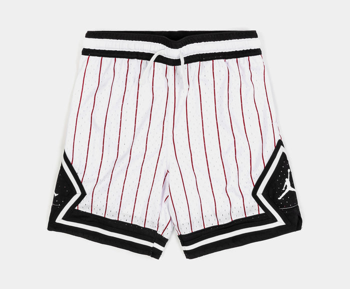 Dri Fit Striped Diamond Shorts Grade School Shorts (White/Black/White)
