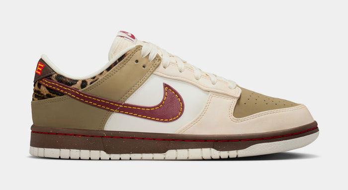 Dunk Low Retro Womens Lifestyle Shoes (Khaki/Team Red/Baroque Brown/Pearl White)