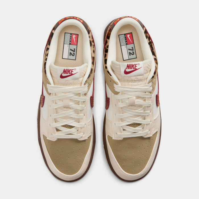 Dunk Low Retro Womens Lifestyle Shoes (Khaki/Team Red/Baroque Brown/Pearl White)