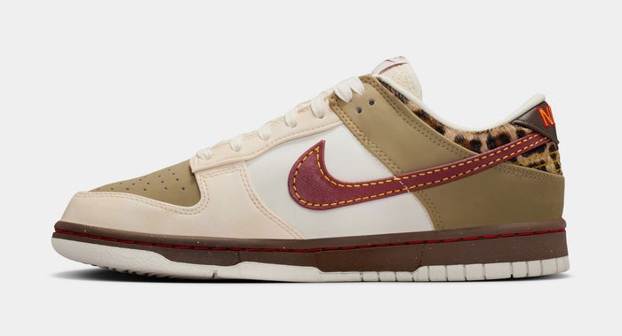 Dunk Low Retro Womens Lifestyle Shoes (Khaki/Team Red/Baroque Brown/Pearl White)