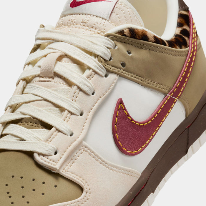 Dunk Low Retro Womens Lifestyle Shoes (Khaki/Team Red/Baroque Brown/Pearl White)