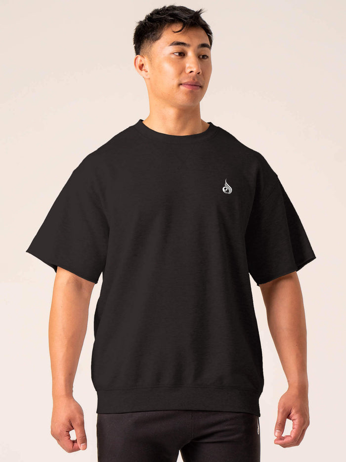 Emerge Fleece T-Shirt - Faded Black Clothing Ryderwear