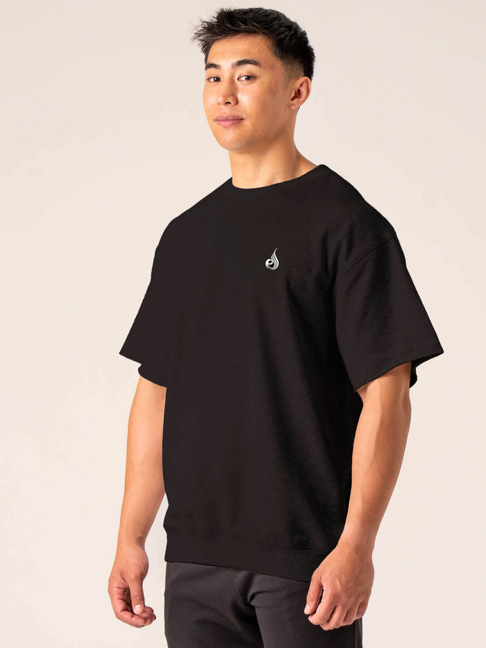 Emerge Fleece T-Shirt - Faded Black Clothing Ryderwear
